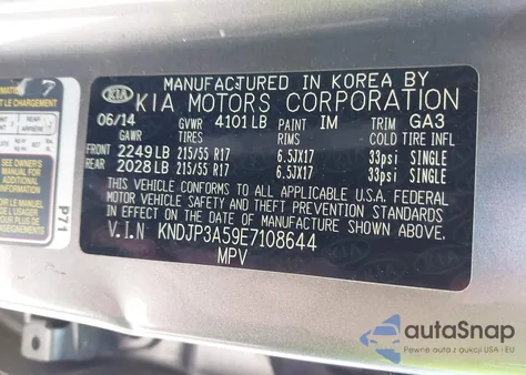 2014 Kia Soul + z USA, uszkodzony, nr VIN KNDJP3A59E7108644